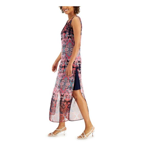 NWT CONNECTED APPAREL Womens Navy Lined Back Closure Sleeveless Maxi Dress 14 - Picture 3 of 5